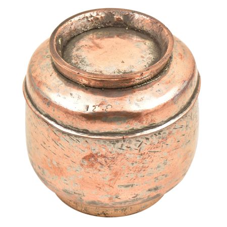Handmade Broad Copper Canister  With Lid
